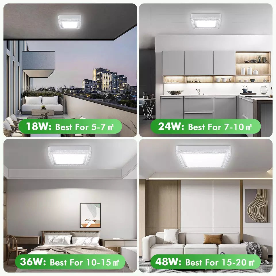 LED Round & Square Ceiling Light – 12W-48W, IP44