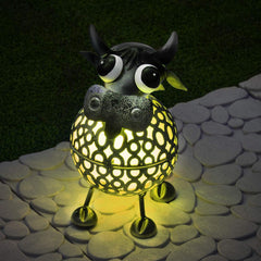 Cow Metal Scroll Garden Lights with Colour Changing LED Lights | Garden Lights Solar Powered Waterproof Outside Lights & Garden Gifts