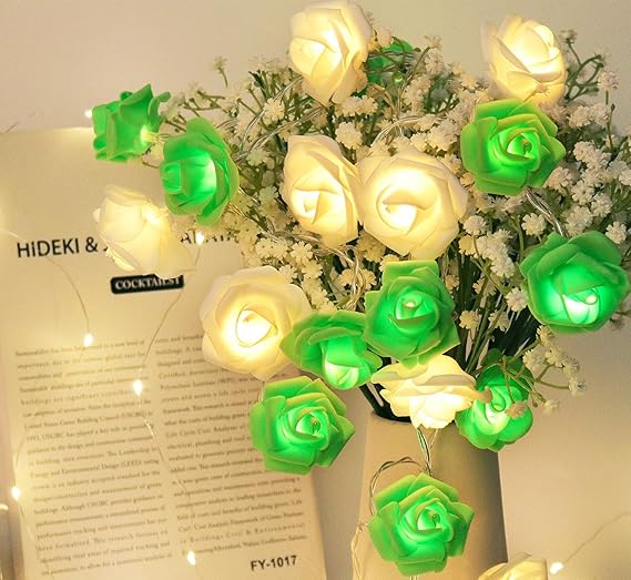 Romantic Pink Rose Fairy Lights – 20 LED Battery
