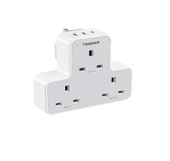 3-Way Extension Plug Socket with USB Ports, Multi Plug Power Strip for Home & Office