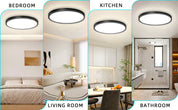 24W Round LED Ceiling Light – Multi-Color Adjustable Bathroom Ceiling Lights for Bathroom, Kitchen, Lounge and Hallway