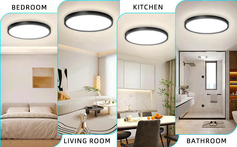 24W Round LED Ceiling Light – Multi-Color Adjustable Bathroom Ceiling Lights for Bathroom, Kitchen, Lounge and Hallway