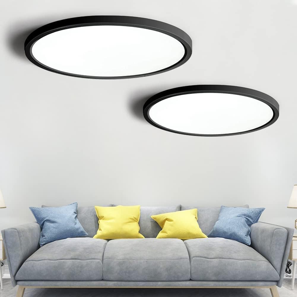 12" LED Ceiling Light – Ultra-Thin 24W Flush Mount, 2-Pack