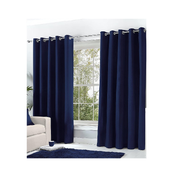 Thermal Blackout Eyelet Curtains with Tiebacks – 46x72 Inch, Navy Blue, 2 Panels