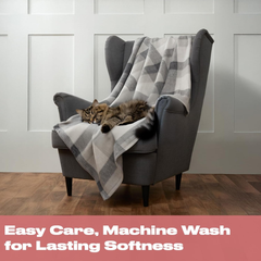 Dreamscene Grey Tartan Fleece Throw Blanket – Soft, Warm & Cosy, 120x150cm