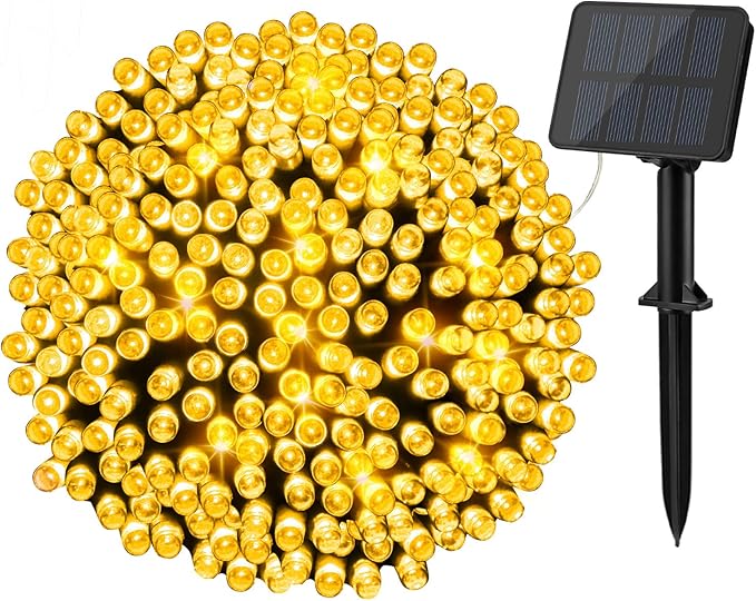 5M 50 LED Solar String Lights – Cool White, 8 Modes, Waterproof