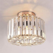 Gold Crystal Semi Flush Mount Ceiling Light, Modern Industrial Fixture