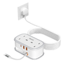 2-Way Extension Lead with 3 USB Ports & Retractable USB-C Cable, 1.5M Power Strip