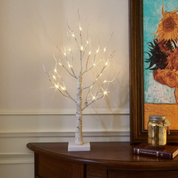 EAMBRITE 60cm White Birch Twig Christmas Tree with 24 LED Lights – Battery Tabletop Décor