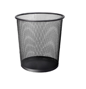 Round Mesh Waste Bin – 1 Pack Black Metal Trash Can for Home & Office Use