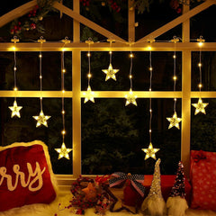 Christmas Window Star Lights, 30 LEDs Battery String Lights with Timer