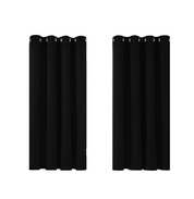 Thermal Blackout Eyelet Curtains – 90x108 Inch Long Drop, 2 Panels, Black