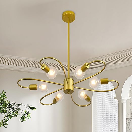 Gold 4-Light Semi Flush Ceiling Light, E27 Base