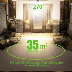 Solar-Powered Motion Sensor Lights for Outdoor Security – Cool White LED with 3 Modes, IP65 Waterproof