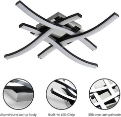 LED Ceiling Light 36W, Stylish Curved Design with 4 LED Boards, Cool White 6500K – Modern Ceiling Lamp for Living Room, Bedroom, Kitchen
