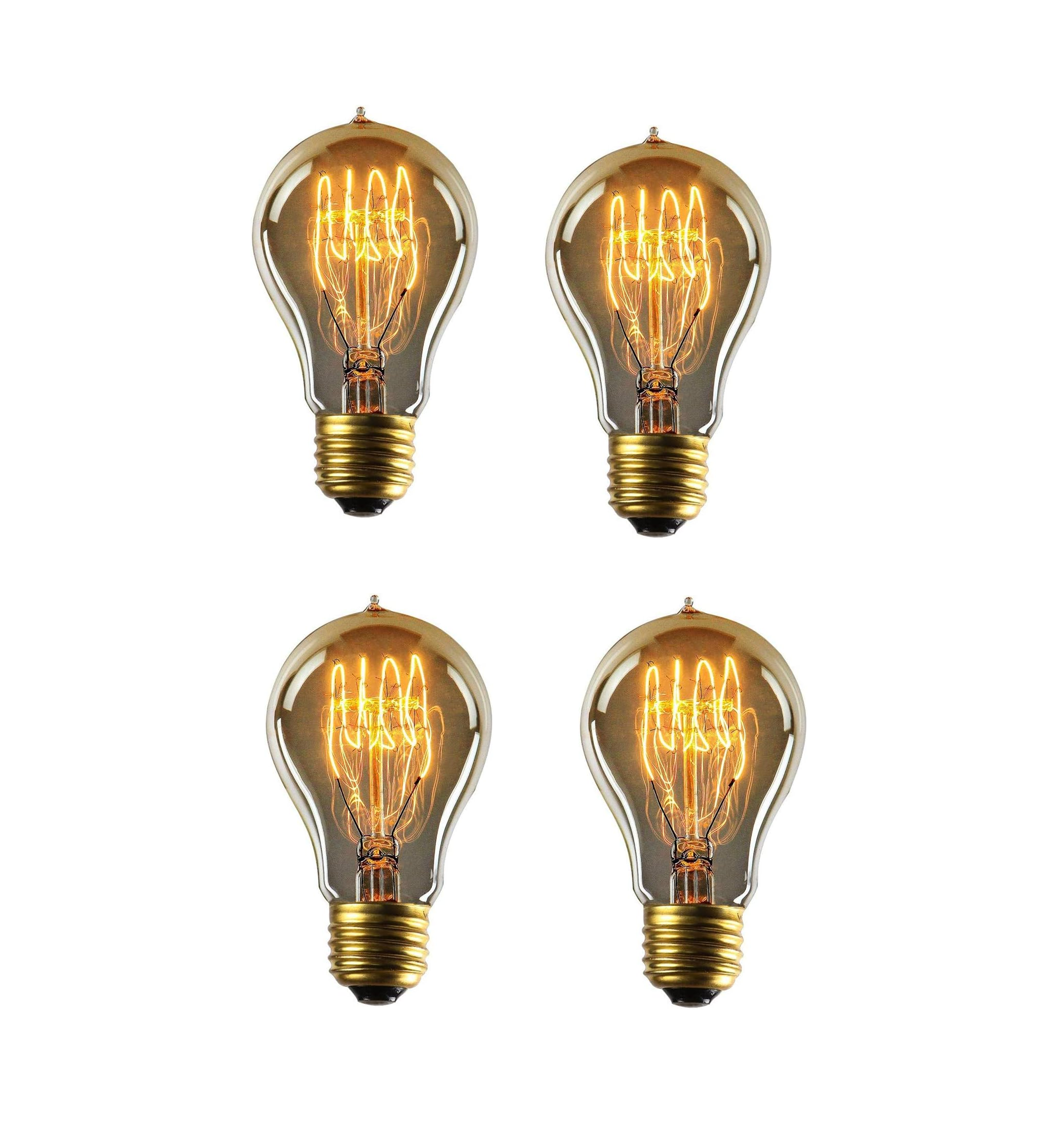 A19 E27 40W Amber Glass Bulb – Warm White, (Pack of 4)