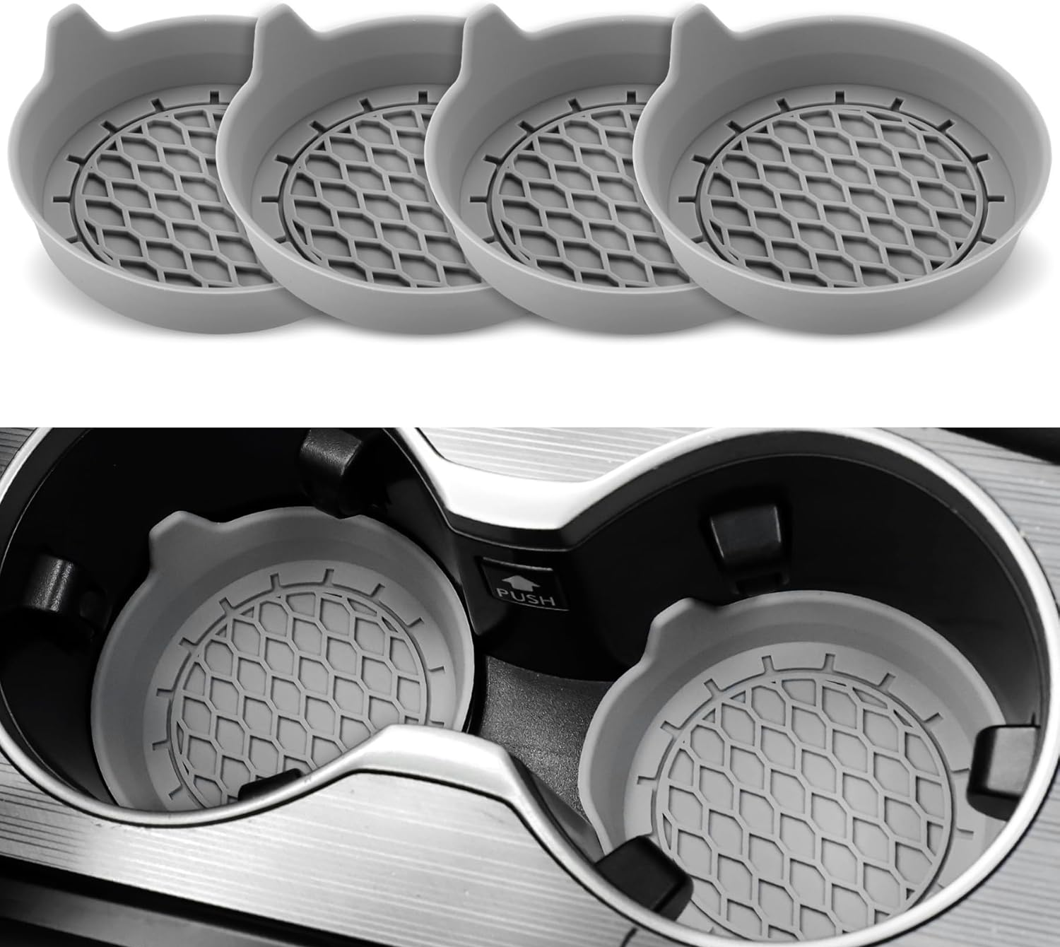 4-Pack Silicone Car Cup Holder Coasters – Universal Non-Slip Car Interior Accessories