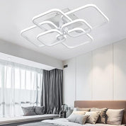 LED Ceiling Light with Remote – 4 Square Black Modern Chandelier