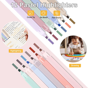 Aesthetic Stationery Set with Pink Case – 12 Pastel Highlighters, Pens & Notes