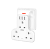 3-Way Multi Plug Extension Socket with 3 USB Ports, 13A 3250W Power Adapter