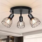 Adjustable Industrial Black Metal Cage Wall Lights, 2 Pack