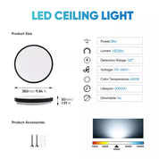 Round LED Ceiling Light Panel – Modern Waterproof Downlight