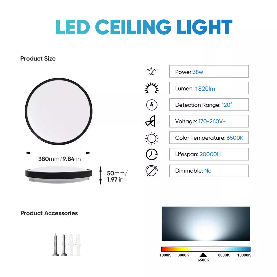 Round LED Ceiling Light Panel – Modern Waterproof Downlight