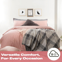 Dreamscene Grey Tartan Fleece Throw Blanket – Soft, Warm & Cosy, 120x150cm