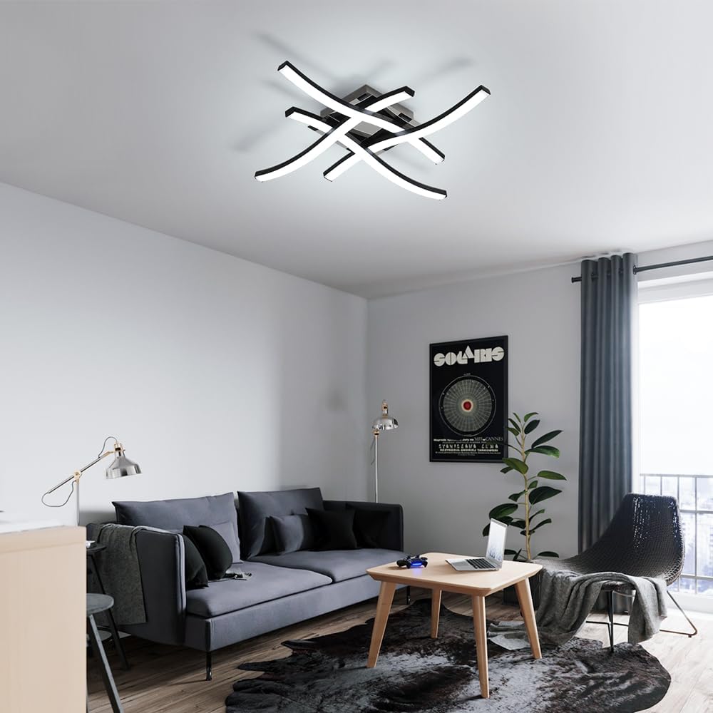 LED Ceiling Light 36W, Stylish Curved Design with 4 LED Boards, Cool White 6500K – Modern Ceiling Lamp for Living Room, Bedroom, Kitchen