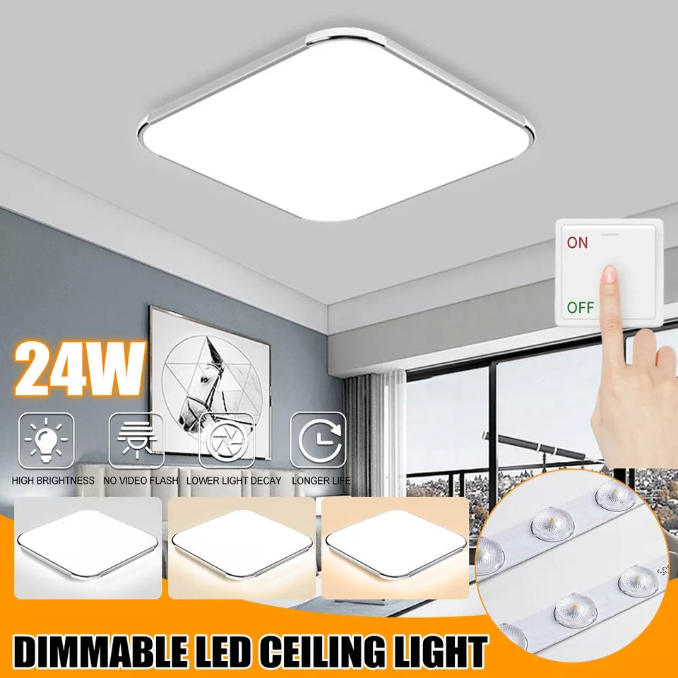 Modern 24W Dimmable LED Ceiling Light with Remote