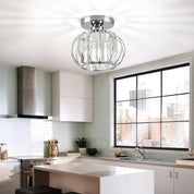 Small Crystal Ceiling Light – 2 Pack Black Metal Semi Flush Mount Chandelier