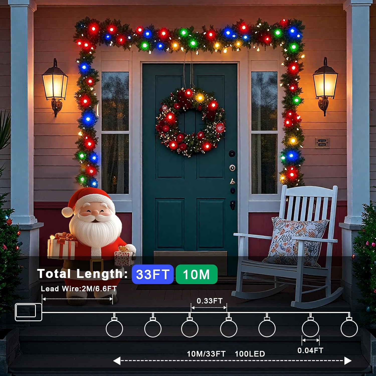 12M 100 LED Battery Operated Multicolor Globe Fairy Lights