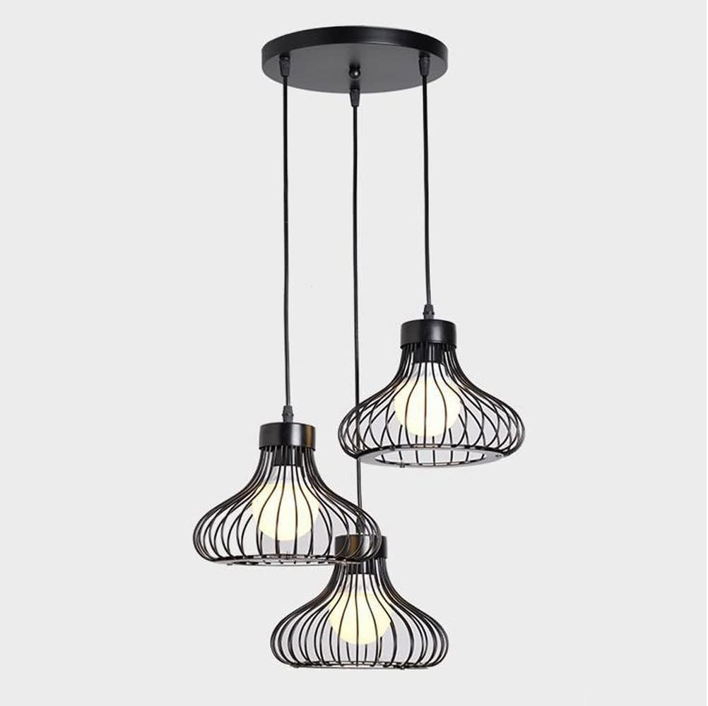 Industrial Retro Cage Ceiling Pendant Light, Vintage Hanging Lighting Fixture for Kitchen, Dining, and Loft Spaces