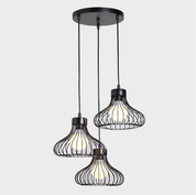 Industrial Retro Cage Ceiling Pendant Light, Vintage Hanging Lighting Fixture for Kitchen, Dining, and Loft Spaces