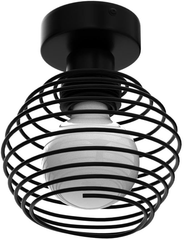 Vintage Black Ceiling Light – E27 Industrial Cage Semi Flush Mount Fixture for Hallway & Kitchen