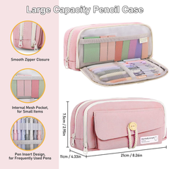 Aesthetic Stationery Set with Pink Case – 12 Pastel Highlighters, Pens & Notes