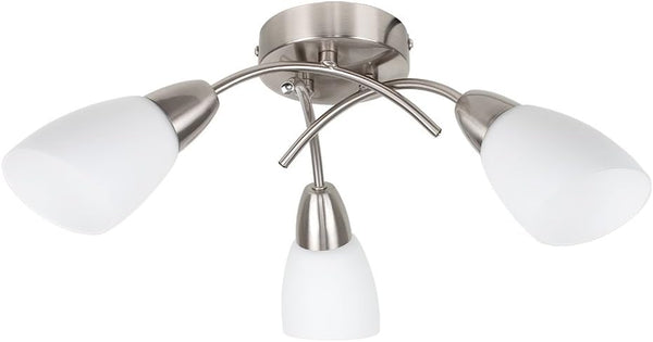Modern 3-Way Chrome Ceiling Light with Frosted Glass Shades