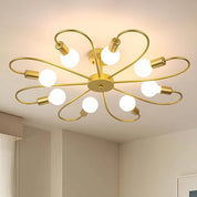Gold 4-Light Semi Flush Ceiling Light, E27 Base