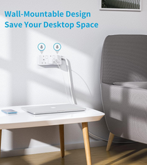 2 Way Extension Lead with Individual Switches, 1.5M Cable, Wall Mountable