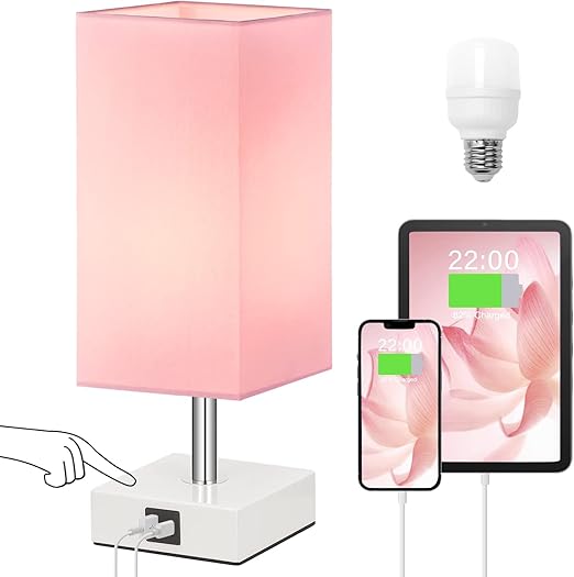 Aooshine Touch Bedside Lamp with USB A+C Charging