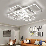 LED Ceiling Light with Remote – 4 Square Black Modern Chandelier