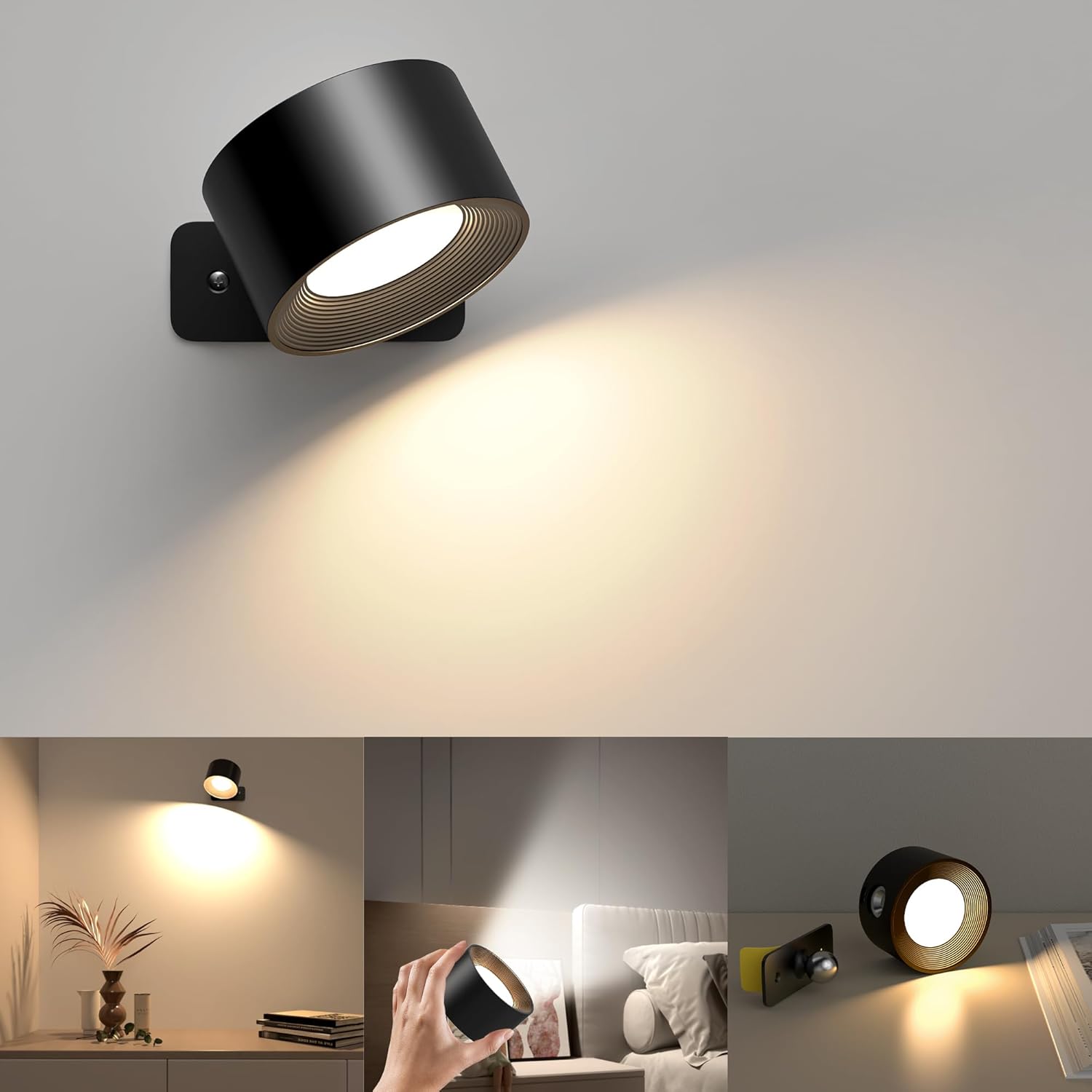 LED Wall Light with 3 Color Modes & Brightness Levels