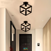 Vintage Cage Metal Lamp Shade – Retro Industrial Semi-Flush Mount Ceiling Light Fitting for Loft, Home, Office, Restaurant & Café