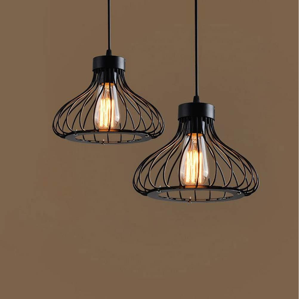 Industrial Retro Cage Ceiling Pendant Light, Vintage Hanging Lighting Fixture for Kitchen, Dining, and Loft Spaces