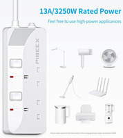 2 Way Extension Lead with Individual Switches, 1.5M Cable, Wall Mountable