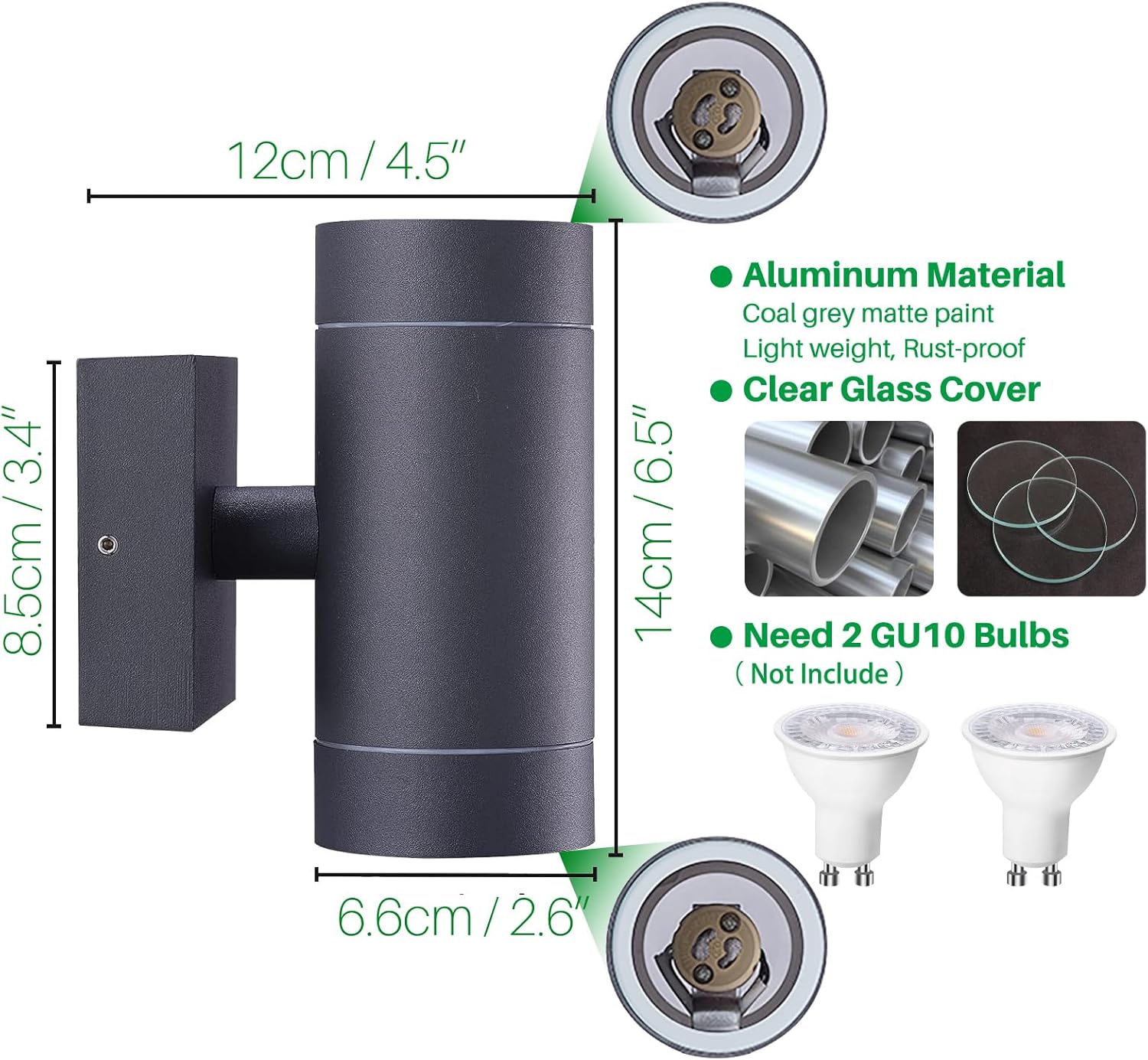 GU10 Up Down Wall Lights