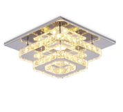 Crystal LED Ceiling Light – Modern K9 Crystal Chandelier, Stainless Steel Flush Mount Fixture for Dining & Living Room