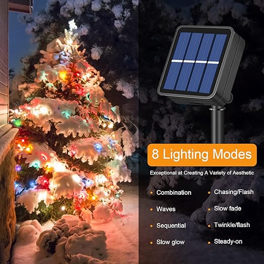 50 LED Solar Fairy String Lights with 8 Modes