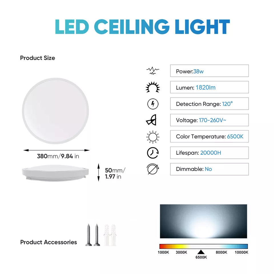 Round LED Ceiling Light Panel – Modern Waterproof Downlight