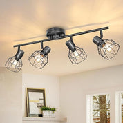 Adjustable Industrial Black Metal Cage Wall Lights, 2 Pack